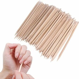 Orange woodstick - Houten manicure stokjes - 100 stuks