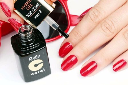 stap 2 breng hybrid gel top coat aan en laat drogen.