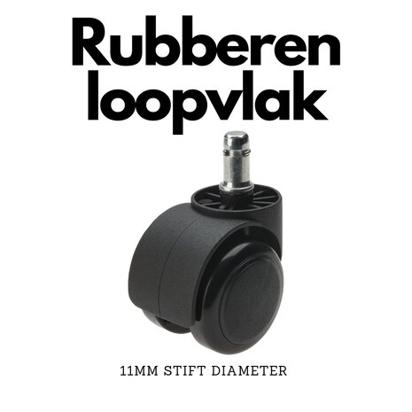 wieltjes met rubberen loopvlak en 11mm stift 